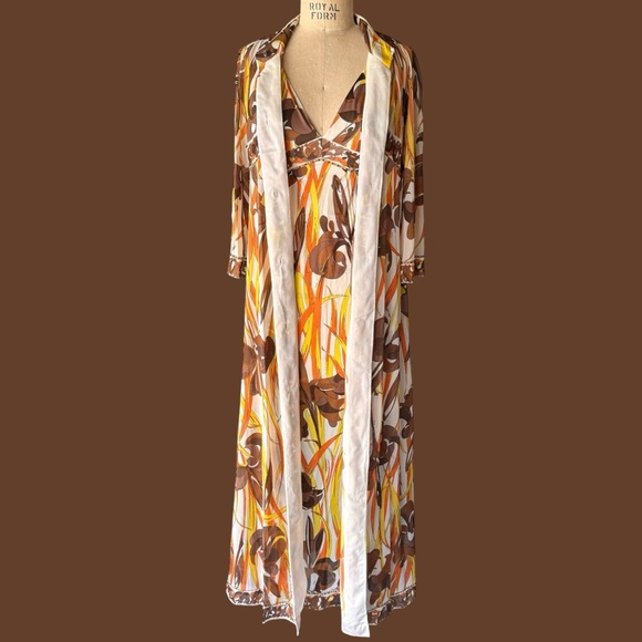 Vintage 60s Emilio Pucci Slip Dress and Robe Set